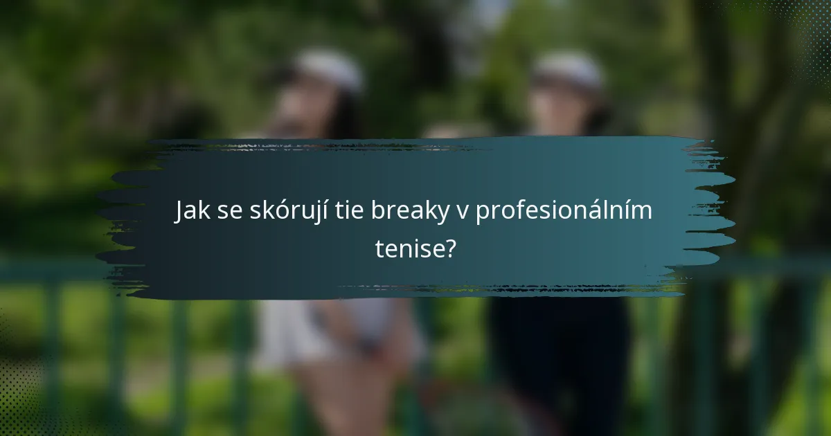 Jak se skórují tie breaky v profesionálním tenise?