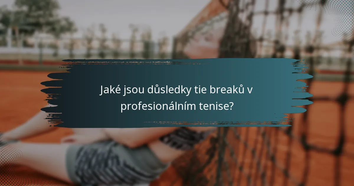 Jaké jsou důsledky tie breaků v profesionálním tenise?