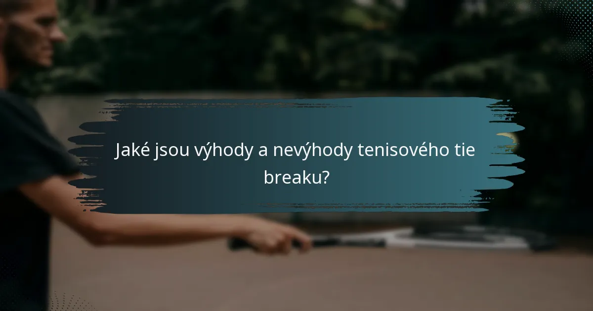 Jaké jsou výhody a nevýhody tenisového tie breaku?